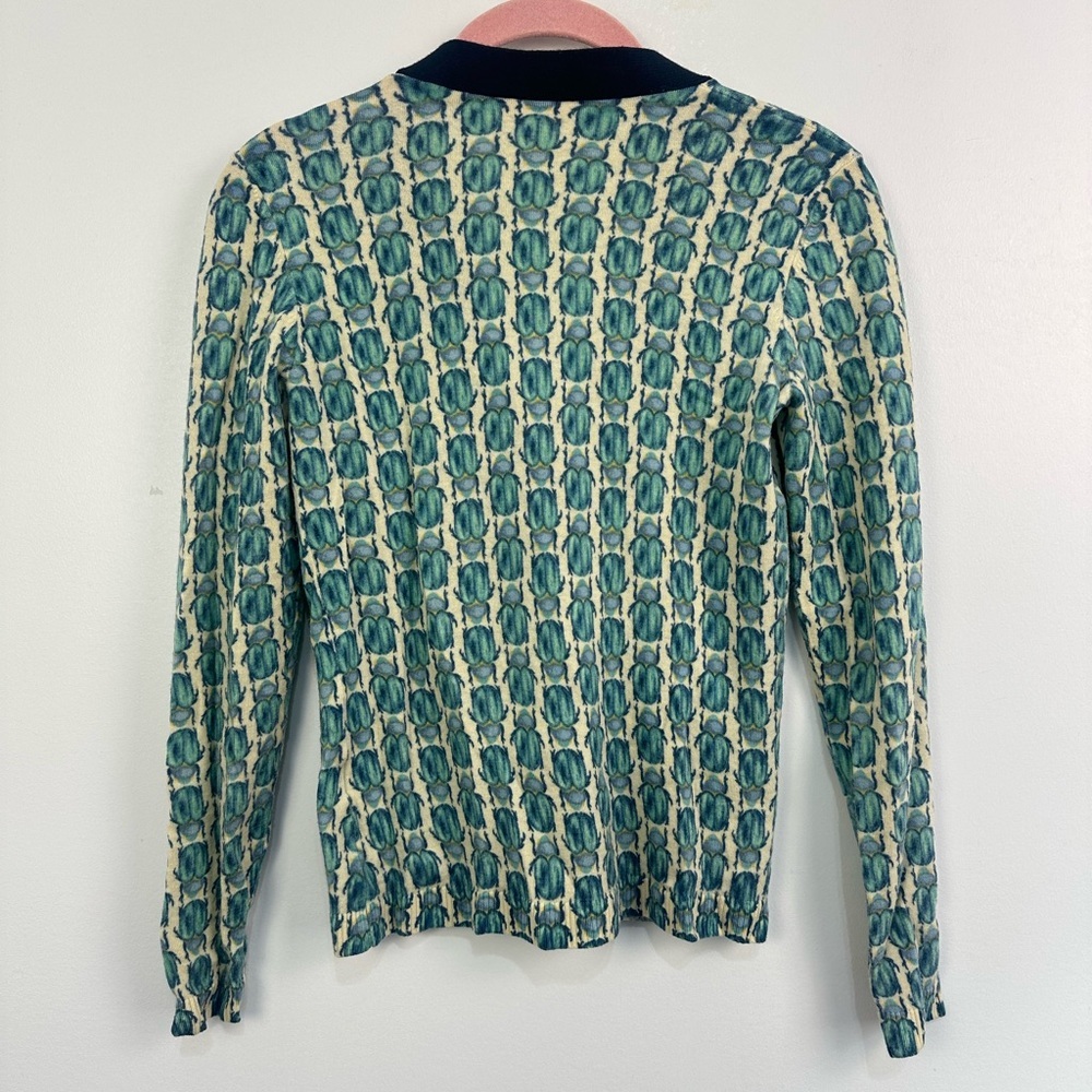 Tory Burch Beetle Scarab Bugs Merino Wool Cardigan Sz Small - Picture 4 of 13